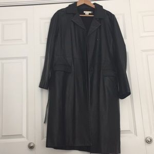 Knee length JCrew leather coat